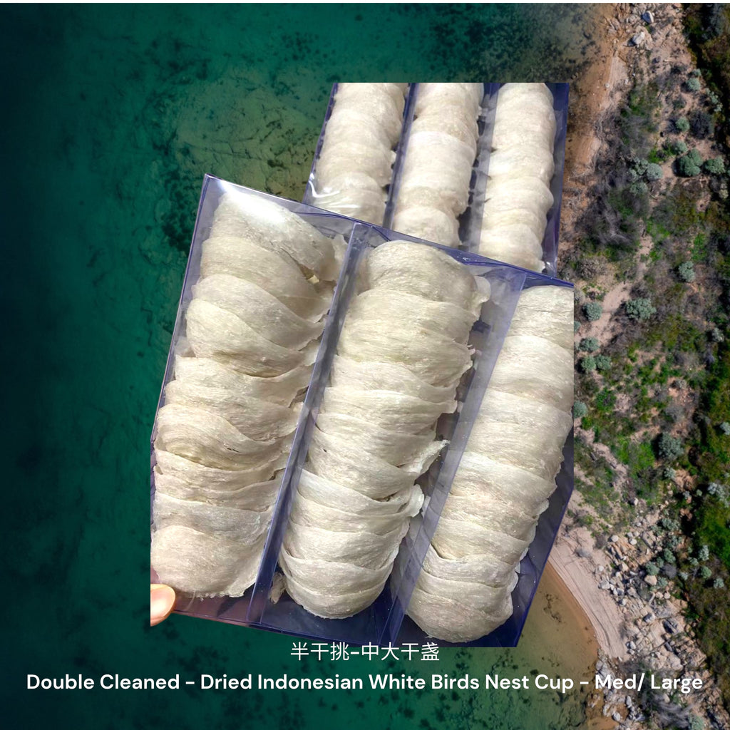 印尼白燕窝半干挑-中大盏/ Dried Indonesian White Birds Nest Double Clean - Med/ Large Cups