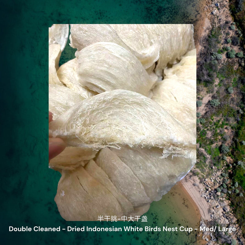 印尼白燕窝半干挑-中大盏/ Dried Indonesian White Birds Nest Double Clean - Med/ Large Cups