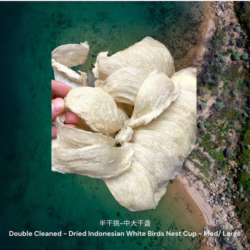 印尼白燕窝半干挑-中大盏/ Dried Indonesian White Birds Nest Double Clean - Med/ Large Cups