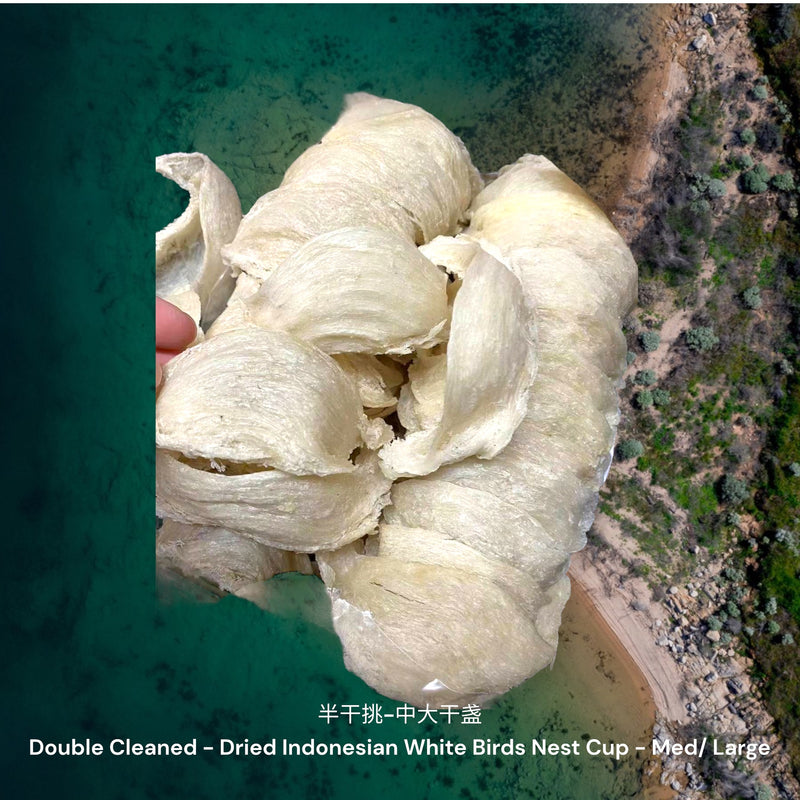 印尼白燕窝半干挑-中大盏/ Dried Indonesian White Birds Nest Double Clean - Med/ Large Cups