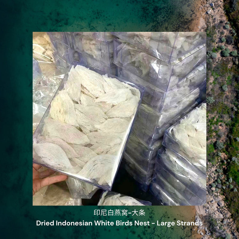 印尼白燕窝-大条/ Dried Indonesian White Birds Nest - Large Strands